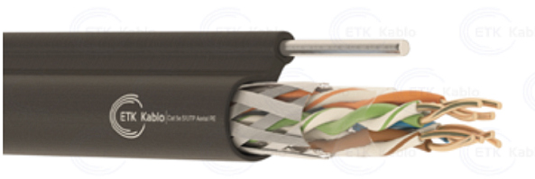 Уличный, троссированный, экранированный, 4-парный FTP-кабель категории 5е